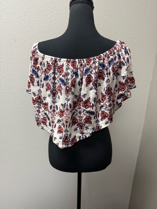 Living Doll Boho Floral Off Shoulder Top Medium Cream Brick Smocked Cute - Picture 5 of 11